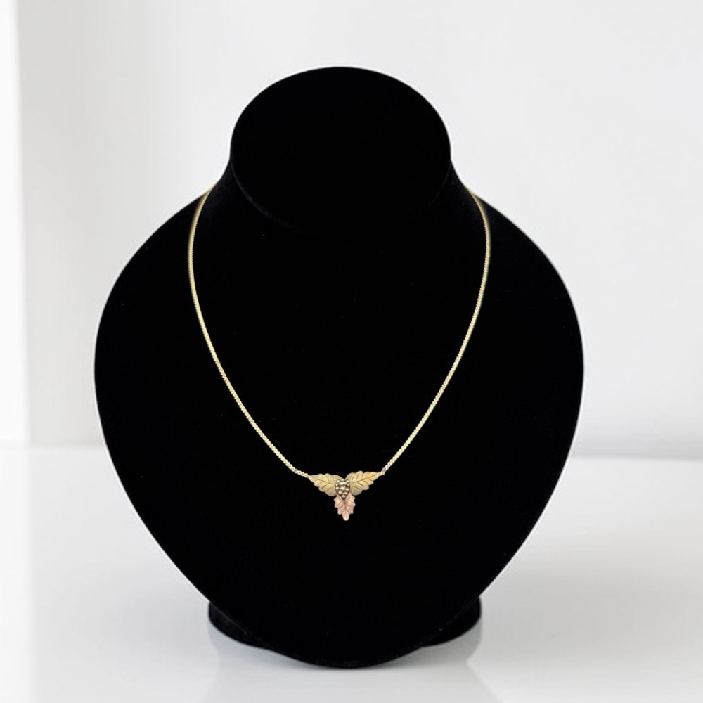 Vintage 14K Gold Italy S-Link Chain w/ 12K Gold Leaf Pendant – 16” 3.06g